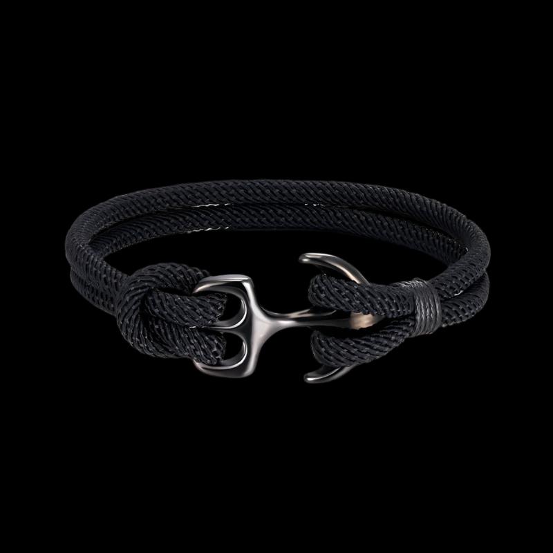 Anchor Bracelets Men Double strand Nautical Survival Rope Paracord Bracelet Women Black Stainless Steel Sport Buckle