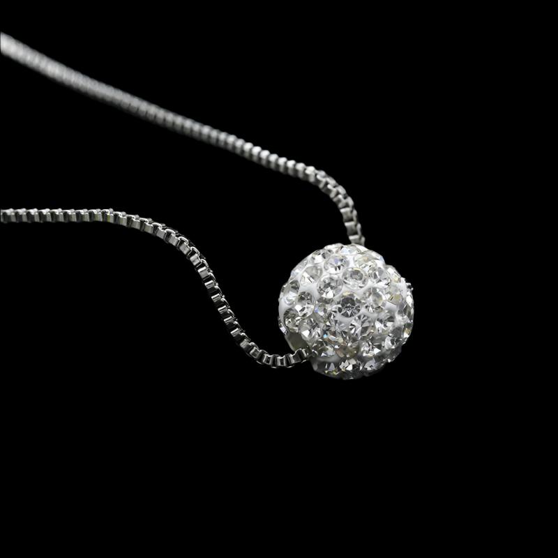 Silver Color Small Ball Pendants Women's Necklaces Short Chain Neck Jewelry Rhinestone Clavicle Necklace Party Neck Jewelry