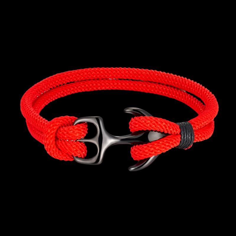 Anchor Bracelets Men Double strand Nautical Survival Rope Paracord Bracelet Women Black Stainless Steel Sport Buckle