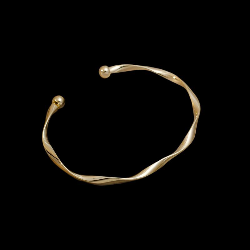 Classic Premium Retro Twisted Gold Color Metal Bracelet Women New Trend Girls Unusual Jewelry