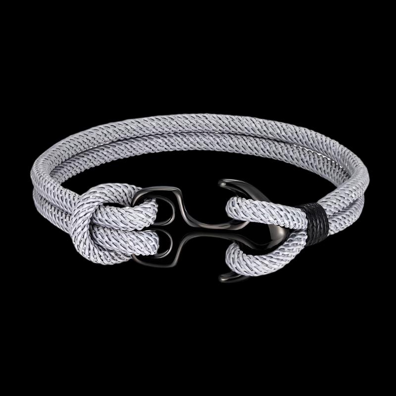 Anchor Bracelets Men Double strand Nautical Survival Rope Paracord Bracelet Women Black Stainless Steel Sport Buckle