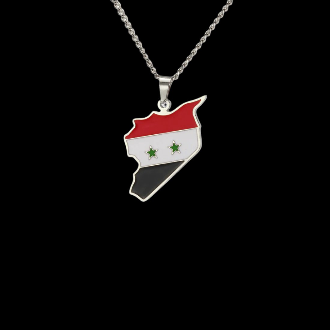 Arab Republic of Syria Map Flag Necklace For Women Men Stainless Steel