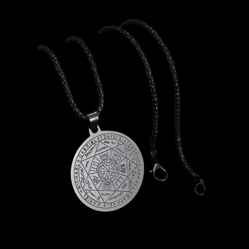 Seven Archangels Amulet Stainless Steel Necklace Men's Solomon Signet Amulet Necklace Spiritual Protection Jewelry