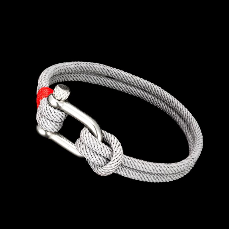 Men Black Stainless Steel U shape Survival Bracelet Outdoor Camping Rescue Emergency Shackle Rope Bracelet For Women