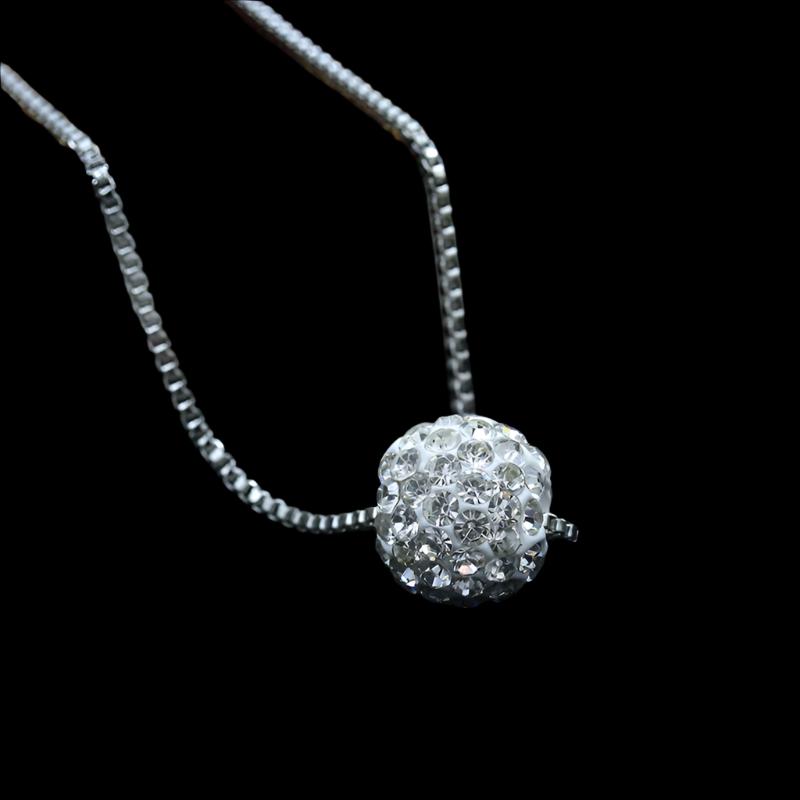 Silver Color Small Ball Pendants Women's Necklaces Short Chain Neck Jewelry Rhinestone Clavicle Necklace Party Neck Jewelry