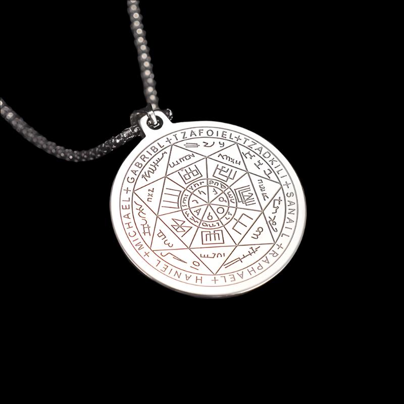 Seven Archangels Amulet Stainless Steel Necklace Men's Solomon Signet Amulet Necklace Spiritual Protection Jewelry