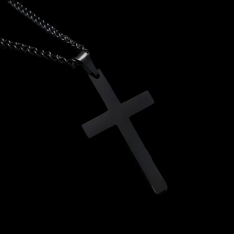 1PC Cross Pendant Gold/Silver Plated Necklace Stainless Steel Link Chain Charm Choker Statement Men Jewelry Accessories Gifts