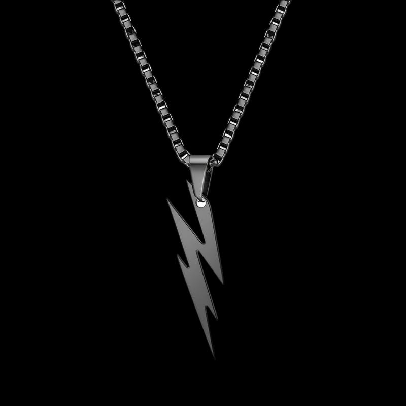 Fashion Stainless Steel Men's and Women's Lightning Necklace Hip Hop Party Motorcycle Accessories Pendant Necklace Jewelry