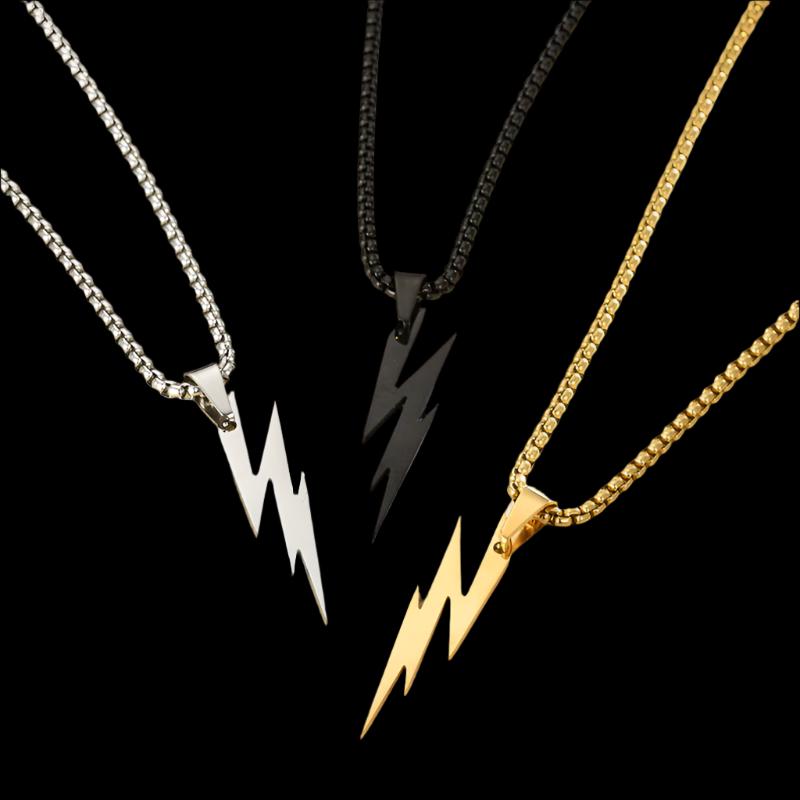 Fashion Stainless Steel Men's and Women's Lightning Necklace Hip Hop Party Motorcycle Accessories Pendant Necklace Jewelry