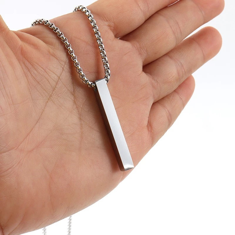 Silver Color Strip Shape Geometric Pendant Simple Trendy Necklace Collarbone Chain For Women Delicacy Birthday Gifts