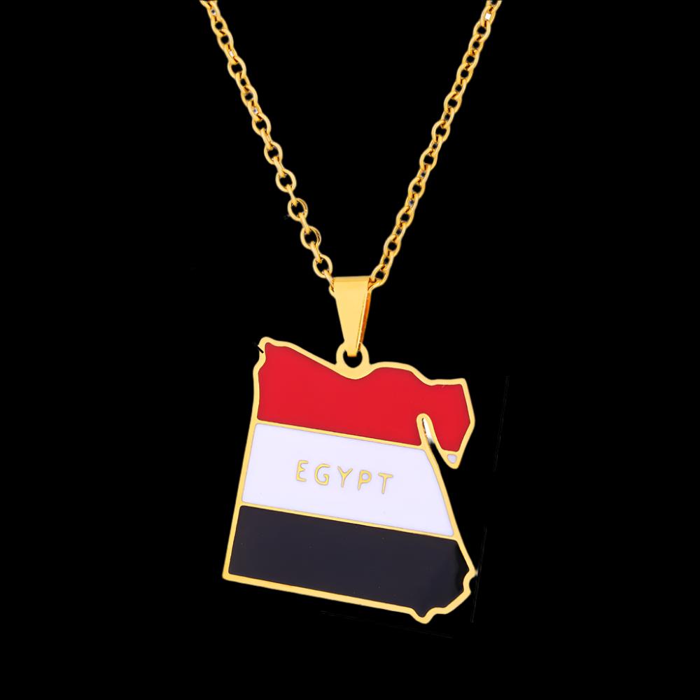 Egypt Map Flag Necklace Stainless Steel Men Women