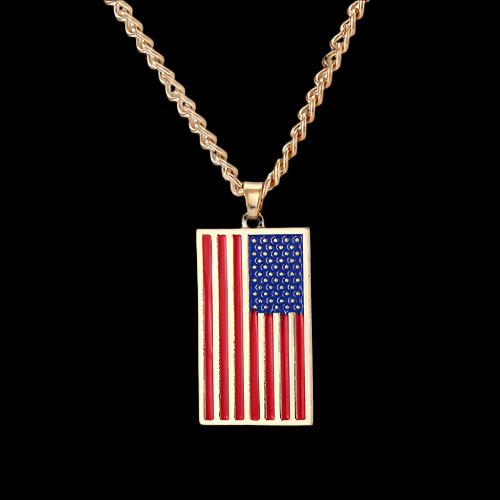 USA flag necklace stars and stripes necklace stainless steel