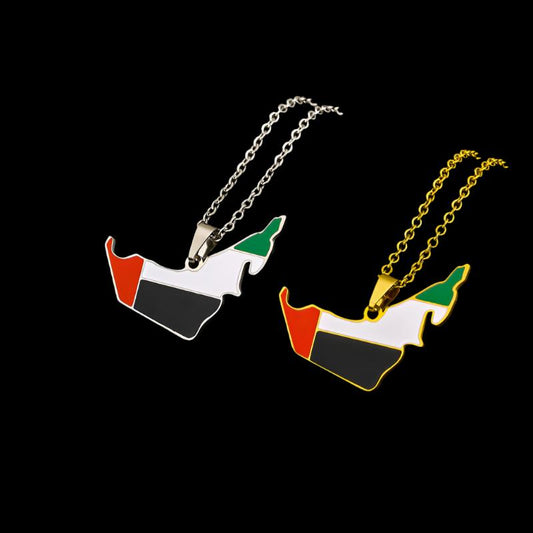 United Arab Emirates Map Flag Necklace For Women Men