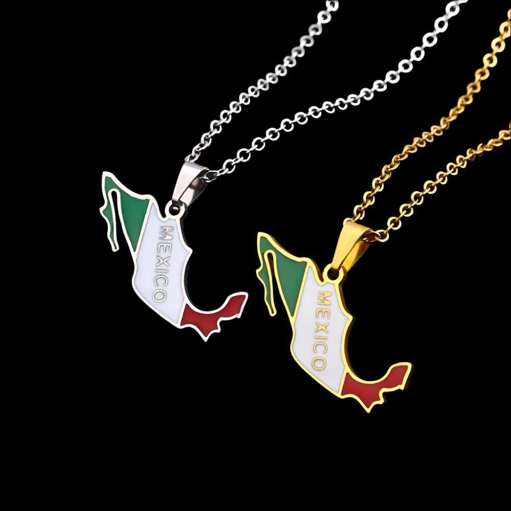 Mexico Map Flag Necklace For Women Men