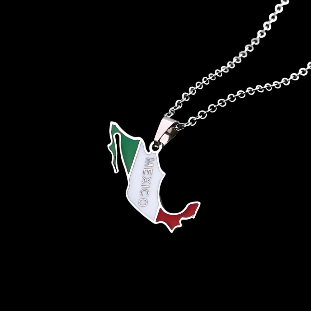 Mexico Map Flag Necklace For Women Men