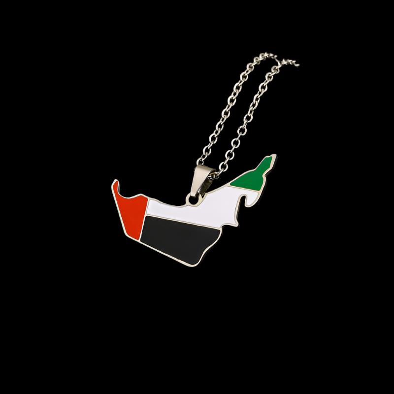 United Arab Emirates Map Flag Necklace For Women Men