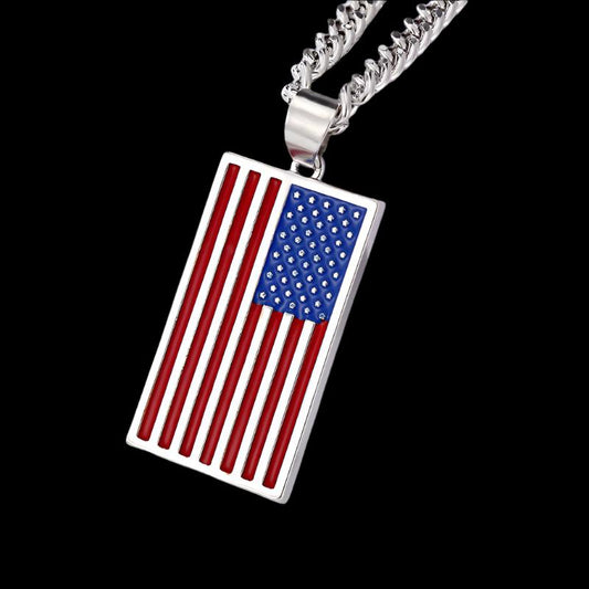 USA flag necklace stars and stripes necklace stainless steel