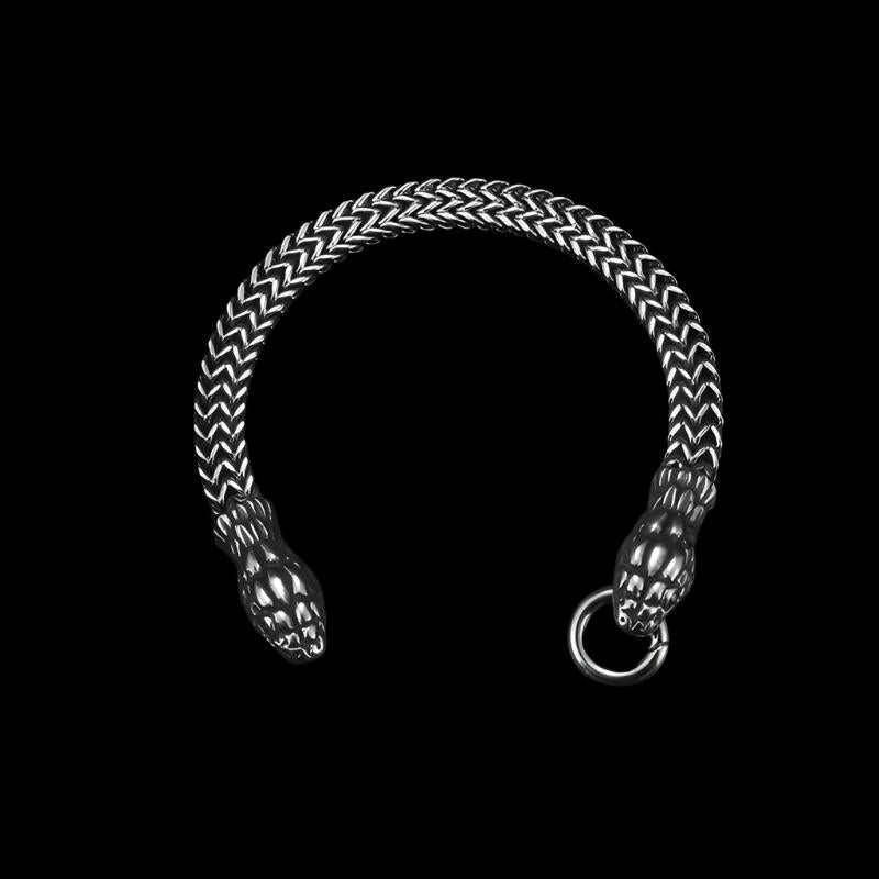 Double Headed Snake Bracelet Men Stainless Steel Ring Buckle Bracelet Punk