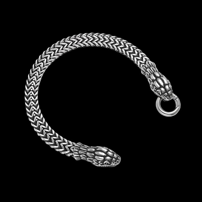 Double Headed Snake Bracelet Men Stainless Steel Ring Buckle Bracelet Punk