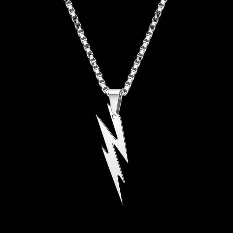 Fashion Stainless Steel Men's and Women's Lightning Necklace Hip Hop Party Motorcycle Accessories Pendant Necklace Jewelry