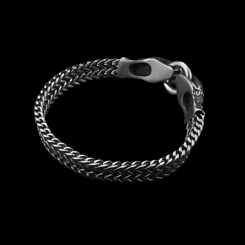 Double Headed Snake Bracelet Men Stainless Steel Ring Buckle Bracelet Punk