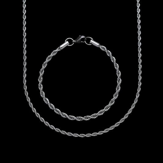 Stainless steel twist chain necklace & bracelet fashion jewelry for men and women