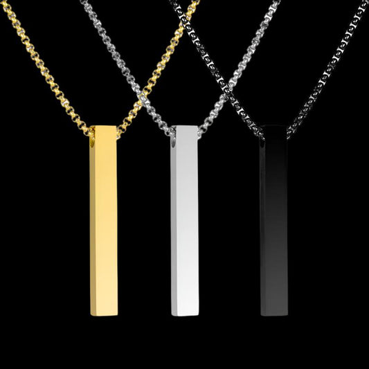 Silver Color Strip Shape Geometric Pendant Simple Trendy Necklace Collarbone Chain For Women Delicacy Birthday Gifts